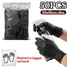 50 chiếc/gói găng tay nitrile đen dùng một lần, không cồn, không bột, thích hợp để vệ sinh phòng tắm, tắm cho thú cưng, nhuộm tóc, sơn nhà, vệ sinh bộ lọc điều hòa, làm móng và xăm hình, dọn dẹp cơ bản phòng khách, nhà bếp, phòng tắm, phòng ngủ. - Đen - Xem 14