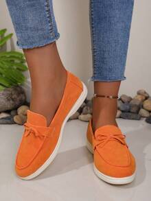 Orange Soft Bottom Loafers For Women, Slip-On Breathable Casual Shoes, Non-Slip Flat Comfortable Walking Shoes For Mothers - Coral Orange - View 8