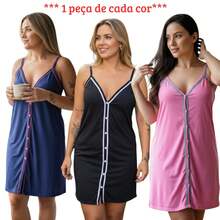 Set Of 3 Surgical American-Style Nursing Pajamas With Buttons In Knit Fabric, Assorted Colors, Blogger Style - 3 Tank Tops - View 5