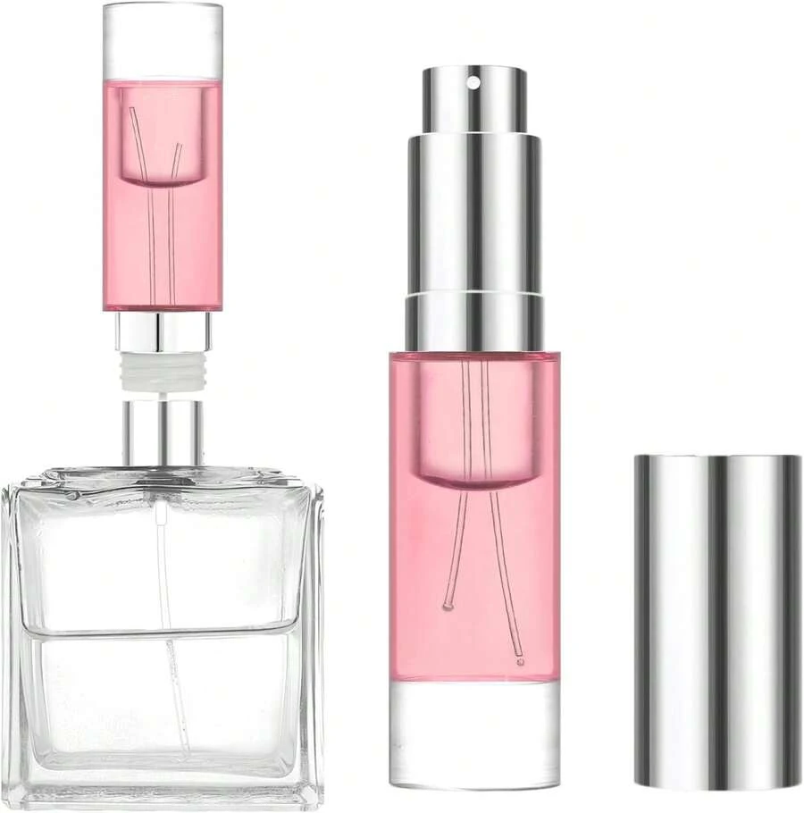 MUB Perfume Travel Refillable Atomizer Bottle 5ml Glass Overmolding Unique Top-Filling Leak-Proof Spray Bottle Atomizer Sprayer For Perfume Cologne Mini Travel Size Empty Pocket Portable - Pink - ColorD - 查看 1
