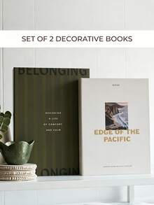 2 piezas Libros decorativos con temática costera y estilo INS, decoración minimalista moderna para mesa de centro de sala de estar, estilo japonés de bosque para decoración del hogar y oficina, accesorios de fotografía - multicolor - Ver 11