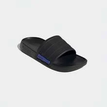 Adidas 男女皆宜的休闲舒适条纹拖鞋，适合春夏穿着 - 黑 - 查看 5