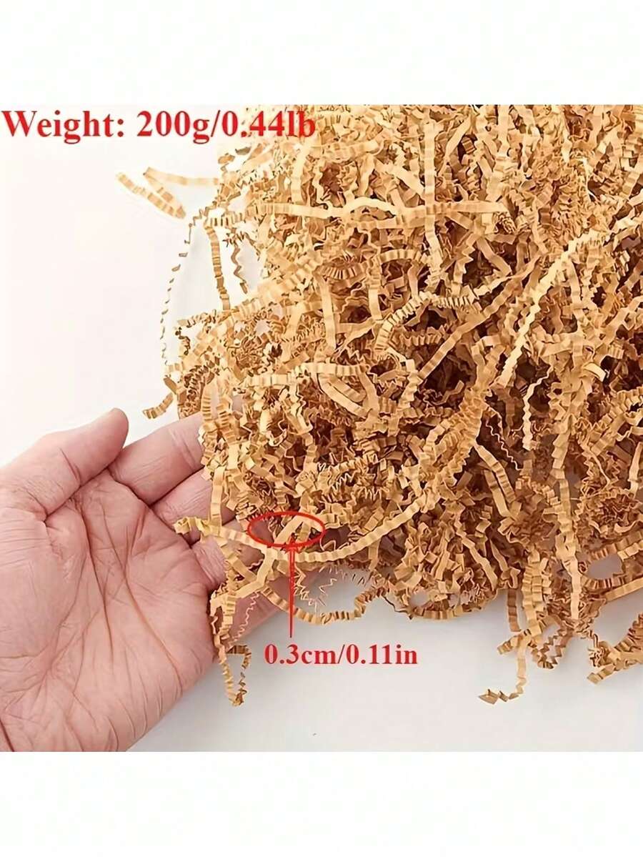 200克皱纹拉菲草纸碎屑,适用于礼盒/礼篮装饰,彩色纸质填充物+棕色包装填充物,适合婚礼/生日/毕业礼物包装 - 查看 1