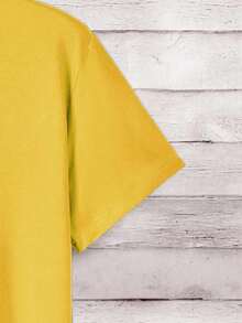 Manfinity Dauomo Solid Color Crew Neck T-Shirt - Lemon Yellow - View 3