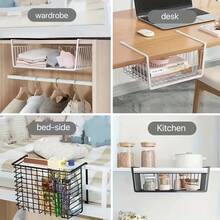 Adjustable Kitchen Cabinet Hanging Basket Organizer, Under Cabinet Shelf Rack, Sliding Storage Holder - Multicolor - View 6
