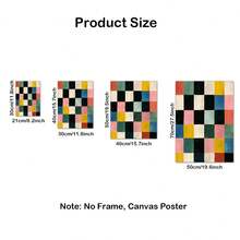 1pc Colorful Abstract Checkerboard Wall Art, Modern Geometric Grid Poster Print, Bold Minimalist Squares Poster, Contemporary Colorful Abstract Squares Geometric Home Decor, No Frame - Abstract - View 5