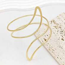 6pcs Geometric Metal Punk Hollow Multi-Layer Fashion Exaggerated Bangle Bracelet Set Women - Main Image Style - View 4