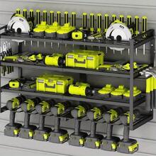 4- Layer 8- Slot Durable Wall Mount Power Tool Organizer With Drill Holders, Perfect Garage Tool Holder & Organizer Rack, Easy To Install, Utility Racks - 4 Tier-39.12x19.81x30.99cm - View 3