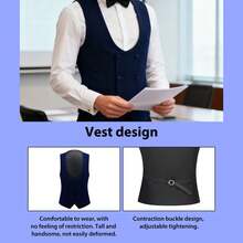 Men's Luxury Velvet 3-Piece Suit, Satin Lapel Blazer, Waistcoat & Dress Pants Set For Evening Gala Party - 寶藍色 - 查看 4