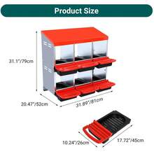 Techigher Heavy Duty Chicken Nesting Box, Automatic Roll-Away Egg Collection System, Galvanized Steel Hen Laying Box - Red, 6 Holes Without Legs - View 4
