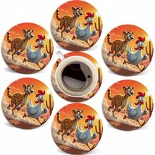 1/6/120 pezzi Sottobicchieri rotondi in legno con stampa a tema leopardo del deserto, adatti per patio, cucina, soggiorno, riunioni domestiche, decorazione del tavolo da pranzo, regalo per amici e familiari in occasione di vacanze, ideali per San Valentino, Festa della Mamma, compleanni, feste di matrimonio, accessori per la casa, il miglior regalo per le amiche - Multicolore - Visualizzare 12