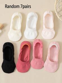 5/7 pares de calcetines invisibles transpirables de estilo minimalista en tonos pastel para mujer, calcetines tipo barco cómodos y suaves, absorbentes, adecuados para uso diario, casual, pareja, deporte, regalo, primavera/verano, todo el año - Multicolor - Ver 8