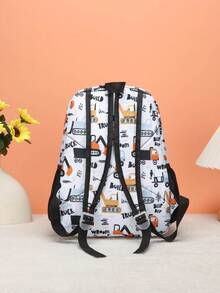 1 pieza Mochila de excavadora de dibujos animados, diseño único adecuado para varias ocasiones, multifuncional y fácil de usar, adecuado para actividades al aire libre, recreación, trabajo y un regalo ideal para adolescentes - Excavadora blanca grande - Ver 2