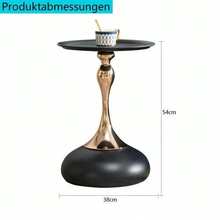 Modern Side Tables, Small Round Living Room Table, 38cm Bedside Table With Metal Base, Black Round Bedside Table, Balcony Tea Table, Corner Bedside Tables - Black - View 3