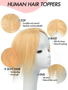 Women's Elegant Handmade Hair Topper, Natural Hair, Clip-In Design, Lightweight And Seamless, Suitable For Thinning Hair, Gray Hair Coverage, Straight Hairstyle, Face Framing. - Multicolor - View 3