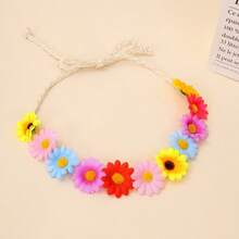 1pc Adjustable Sunflower Flower Headband, Dual-Use Boho Style Flower Crown Hat Decor For Women - Sunflower - View 16
