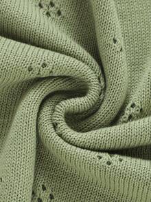 1pc Infant Knitted Blanket, Minimalist Hollow Geometric Design, Essential For Baby Stroller, Newborn, Baby Wrap, Air Conditioning Quilt - Light Green - View 7
