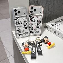 This Disney Mickey Mouse Pattern Lanyard Phone Case Features A Strong Magnetic Closure And Full Coverage Of Acrylic And TPU Material. It's Shockproof, Lightweight, And Suitable For IPhone17/16/11/13/15/15 Plus/15 Pro/15 Pro Max/12/14 Pro Max/11 Pro Max/12 Pro/12 Pro Max/13. It's A Popular Birthday Gift, Business Gift, Durable, Stain-Resistant, And Fingerprint-Resistant New Phone Case For Men And Women. It Also Includes A Mickey Mouse Phone Case And Mickey Mouse Doll Bracelet. Compatible With SamsungGalaxy S20, S21, S22, S23, And S24 Series. It's The Perfect Gift For Friends And Family. This Stylish Phone Case Is Fun, Lightweight, And Durable. IPhone17 Pro Max Phone Case, Minnie Phone Case. - 黑色 - 查看 3