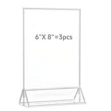 Bộ 3 khung ảnh acrylic màu bạc kèm chân đế hình chữ T hai mặt màu vàng, kích thước 4"x6" (10x15cm), dùng để đựng thực đơn, số bàn cưới, khung ảnh gia đình, trưng bày sự kiện. - T-Bạc - Xem 14