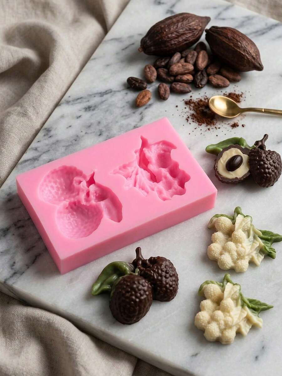 一套草莓软糖模具，葡萄串软糖硅胶模具，水果烘焙模具，适用于蛋糕装饰、纸杯蛋糕装饰、巧克力、糖果 - 多色 - 查看 1