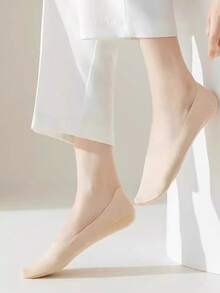1/5 Pasang Kaos Kaki Wanita Silikon Bernapas Anti Selip Warna Polos, Kaos Kaki Tak Terlihat Berkualitas Tinggi dan Nyaman, Sangat Tipis, Hadiah Natal - Tanpa cetakan - View 6