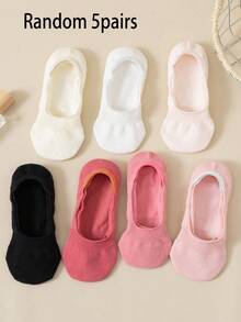 5/7 pares de calcetines invisibles transpirables de estilo minimalista en tonos pastel para mujer, calcetines tipo barco cómodos y suaves, absorbentes, adecuados para uso diario, casual, pareja, deporte, regalo, primavera/verano, todo el año - Multicolor - Ver 9