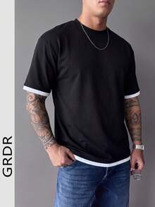 GRDR Men's Fashionable Short Sleeve T-Shirt | Exquisite Design | Summer Essential | Easy To Match | Showcase Your Style - Black - View 7