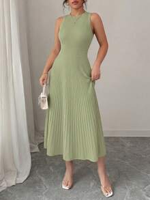PRETTYGARDEN Women's Summer Dresses Casual  Business Work Midi Sleeveless A Line Pleated Evening Elegant Dresses Cocktail Wedding Guest Graduation Dress Dresses For Women - 0.霧綠 - 查看 4