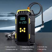 汽車緊急啟動充氣機,便攜式 150PSI 數位充氣泵,12V 適用 5.0L 汽油/3.0L 引擎,附 12V 超強鋰電池啟動功能,智能電夾、LCD 螢幕與 LED 燈 - 空氣壓縮幫浦 - 查看 10