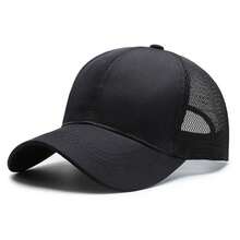 1pc Men's Trucker Cap, Solid Color Baseball Hat, Streetwear Fashion Mesh Cap, Outdoor Sun Protection Casual Hat For Spring, Autumn, Travel, Beach,Festival,Holiday - Multicolor - View 5