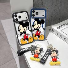 This Disney Mickey Mouse Pattern Lanyard Phone Case Features A Strong Magnetic Closure And Full Coverage Of Acrylic And TPU Material. It's Shockproof, Lightweight, And Suitable For IPhone17/16/11/13/15/15 Plus/15 Pro/15 Pro Max/12/14 Pro Max/11 Pro Max/12 Pro/12 Pro Max/13. It's A Popular Birthday Gift, Business Gift, Durable, Stain-Resistant, And Fingerprint-Resistant New Phone Case For Men And Women. It Also Includes A Mickey Mouse Phone Case And Mickey Mouse Doll Bracelet. Compatible With SamsungGalaxy S20, S21, S22, S23, And S24 Series. It's The Perfect Gift For Friends And Family. This Stylish Phone Case Is Fun, Lightweight, And Durable. IPhone17 Pro Max Phone Case, Minnie Phone Case. - Blue - View 2