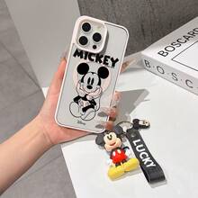 This Disney Mickey Mouse Pattern Lanyard Phone Case Features A Strong Magnetic Closure And Full Coverage Of Acrylic And TPU Material. It's Shockproof, Lightweight, And Suitable For IPhone17/16/11/13/15/15 Plus/15 Pro/15 Pro Max/12/14 Pro Max/11 Pro Max/12 Pro/12 Pro Max/13. It's A Popular Birthday Gift, Business Gift, Durable, Stain-Resistant, And Fingerprint-Resistant New Phone Case For Men And Women. It Also Includes A Mickey Mouse Phone Case And Mickey Mouse Doll Bracelet. Compatible With SamsungGalaxy S20, S21, S22, S23, And S24 Series. It's The Perfect Gift For Friends And Family. This Stylish Phone Case Is Fun, Lightweight, And Durable. IPhone17 Pro Max Phone Case, Minnie Phone Case. - màu đen - Xem 6