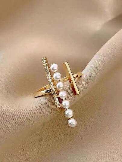 European, American, Japanese, And Korean Fashion Classic Pearl Copper Micro Inlay, Colorful Pursuit Of Style, Cute And Colorful Suitable For Young Women, Multi Size Ring European, American/Japanese, And Korean Fashion Classic Pearl Copper Micro Inlay, Colorful Pursuit Of Style
