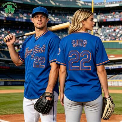 Juan Soto #22 New York Blue Baseball Jersey, Embroidered Letter Baseball Uniform, Fan Game Day Gift Sports