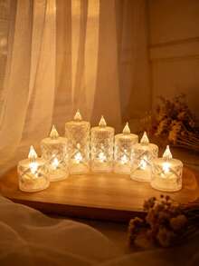 INS Style Diamond Grid Crystal LED Electronic Candle, Living Room & Dining Table Decor With Elegant Ambiance, Warm Light Simulated Flame, Party & Wedding Decoration, Birthday/Housewarming Gift, Battery Powered High-End Home Decor - Multicolor - View 3