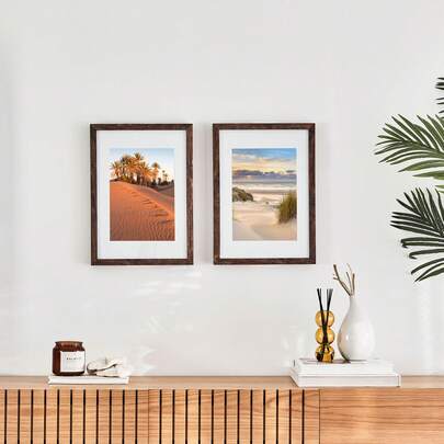 1pc 30x40cm Wooden Photo Frame, Classic Wooden Frame, 30x40cm A4 A3 Retro Wooden Frame, Retro Brown Rectangular Smooth Polished Decorative Frame, Suitable For Home Bedroom Living Room Desktop Wall Decor