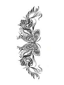 1 Piece Butterfly & Flower Temporary Tattoo Sticker, Floral Body Art Painting Decal Suitable For Women Or Men On Back, Abdomen, Waterproof And Sweat-Proof, Can Cover Scars, Applicable For Dance Party, Stage Performance, Modern Art - Black - View 8
