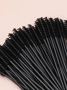 50/100PCS Disposable Black Eyelash Brushes, Portable Lash Grooming Tools For False Eyelash Application, Soft Makeup Helper Brushes For Beginners - Black - View 2
