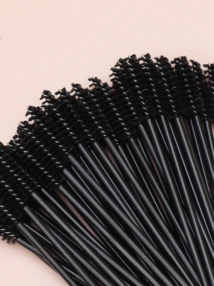 50/100PCS Disposable Black Eyelash Brushes, Portable Lash Grooming Tools For False Eyelash Application, Soft Makeup Helper Brushes For Beginners - Black - View 3