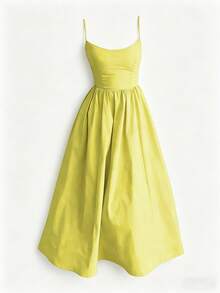 Spring/Summer New Fashionable Minimalist Elegant Daily & Vacation Style Adjustable Strap Dress, Regular Sizes For Women - Yellow - View 2