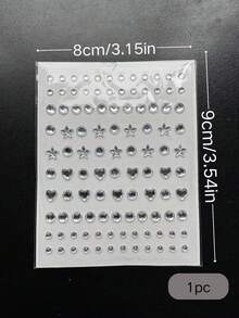 1 pieza Joyas faciales florales coloridas con corazones y estrellas de strass, pegatina de maquillaje de estilo radiante y refrescante para chica, look de concierto, gemas faciales - Multicolor - Ver 4