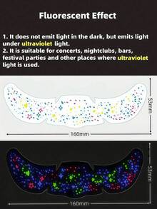 6张夜光纹身贴纸，彩虹雀斑图案，带星星和爱心，骄傲主题，适用于女性化妆、音乐节、锐舞派对等场合，素描风格。 - 彩色 - 查看 7