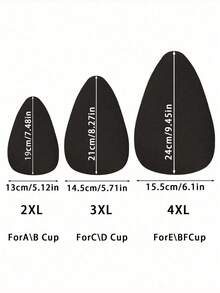 4/2pcs Plus Size Invisible Lifting Water Drop Shaped Breast Pads, Strapless Bra Inserts, Suitable For B-E Cup, Black, Nude - Multicolor - View 3