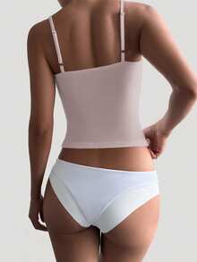 Muse Moon Women's Sexy Fitted Casual Solid Color Knit Camisole, Suitable For Workout, Daily Wear, And Commuting Pink - Pink - View 6