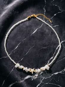 1件 Esbbela 波西米亚天然石+海星吊坠项链，手工串珠可调节16+2英寸颈链，适合夏季海滩、日常佩戴和送礼。 - 海星 - 查看 6