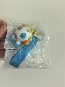 Cute Cartoon Football Shaped Keychain Earphone, 3D Soft Silicone Sports Keychain With Wrist Strap And Bell, Football Character Backpack Pendant, Suitable For Sports Fans Birthday Party Gift - 1PC - View 7