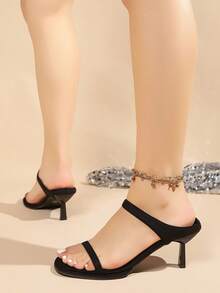 hanxiangyuzu Giày sandal cao gót quai mảnh màu đen gợi cảm mới dành cho nữ, phù hợp với trang phục mùa xuân hè. - màu đen - Xem 7