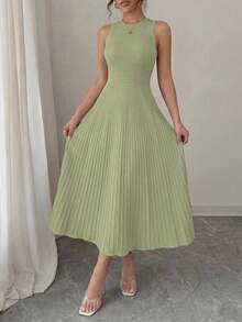 PRETTYGARDEN Women's Summer Dresses Casual  Business Work Midi Sleeveless A Line Pleated Evening Elegant Dresses Cocktail Wedding Guest Graduation Dress Dresses For Women - 0.霧綠 - 查看 3