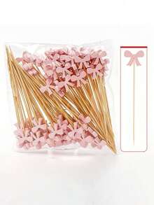 5-Inch Bow Toothpicks, Cake Picks, Fashionable Cocktail Picks, Appetizer Picks, Ideal For Decorating Fruits, Beverages, Sandwiches, Desserts, Baby Showers And Girls Birthday Parties - Multicolor - View 4