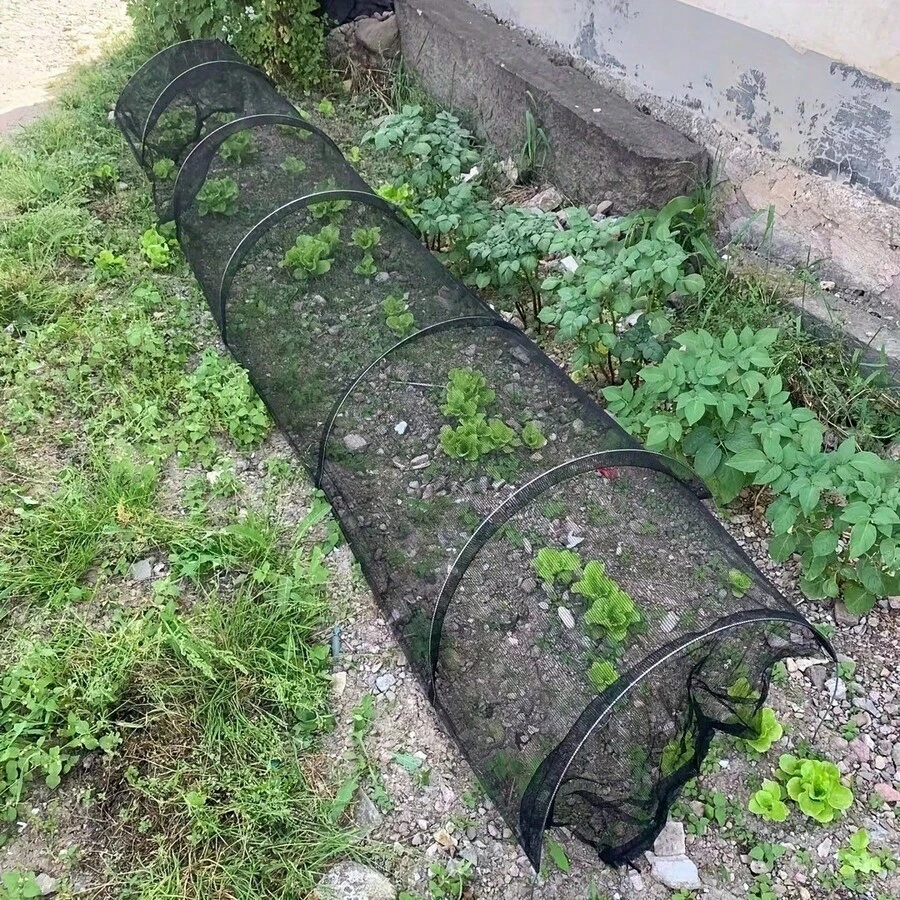 1个可折叠黑色网状花园隧道 - 防鸟防虫，果蔬防紫外线遮阳，适用于后院、农场和温室，耐用塑料材质，园艺网，植物保护网，园艺用品 - A - 查看 1